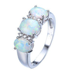 Fire Opal Ring White Gold Filled Crystal RingRing6