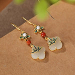 Four-Leaf Clover Enamel Hetian Jade Jewelry Set - S925Necklaceearrings