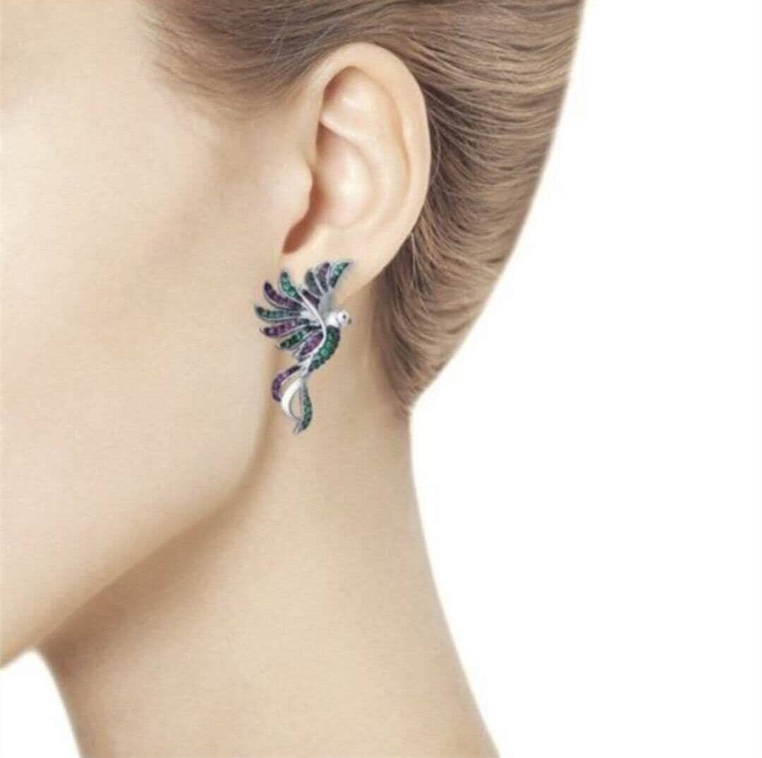 Luxury Colorful Crystal Hummingbird EarringsEarrings