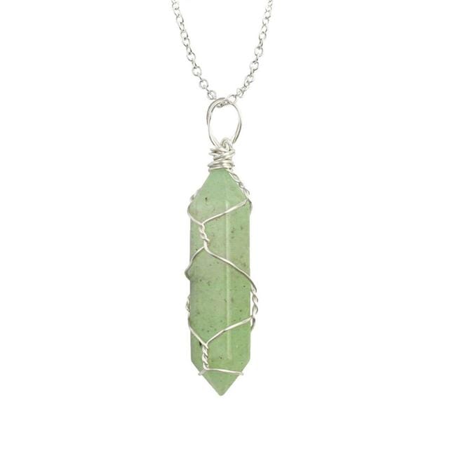 Natural Healing Rock Crystal Pendant NecklaceNecklaceSilver-Aventurine