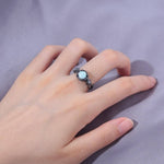 Magnificent White Fire Opal Cubic Zirconia Black Gold RingRing