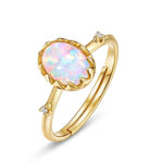 Elegant Vintage Opal Adjustable Ring - 925 Sterling SilverRing