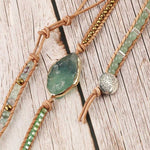 Crystal Aventurine Bead Leather Wrap Multilayer BraceletBracelet