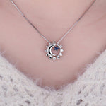 Moon Star Sunflower Pendant - 925 Sterling Silver ( No Chain )Pendant