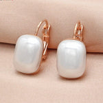 Simple Elegant Square Simulated-pearl Dangle Earrings - 585 Rose GoldEarringsRG