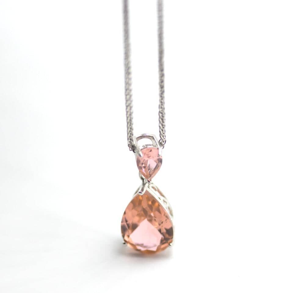 Teardrop Morganite Necklace - 925 Sterling SilverPendant