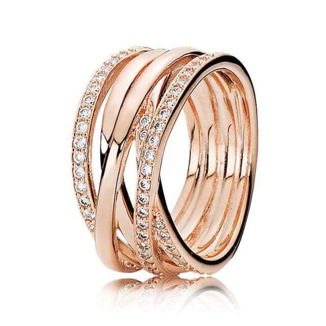 Rose Gold Entwined Zircon Ring - 925 Sterling SilverRing8