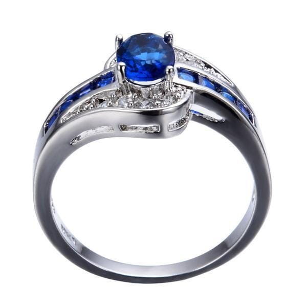 Blue Sapphire Stone Ring - White GoldRing