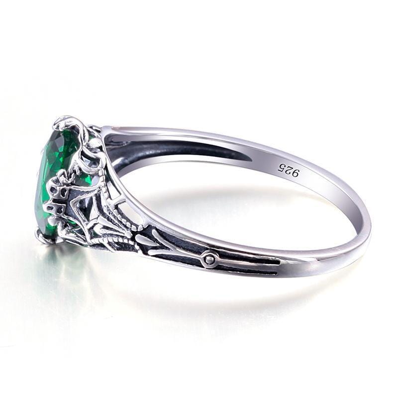 Emerald Vintage Ring - 925 Sterling SilverRing