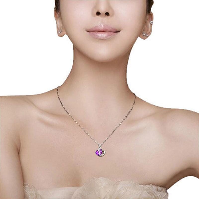 Heart Crystal Amethyst Pendant NecklaceNecklace