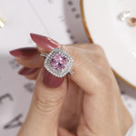4ct Square Pink Sapphire Ring - 925 Sterling SilverRing