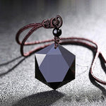 Star Of David Black Obsidian Pendant NecklaceNecklace