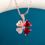 Lucky Clover Stylish Ruby Necklace - 925 Sterling SilverNecklace