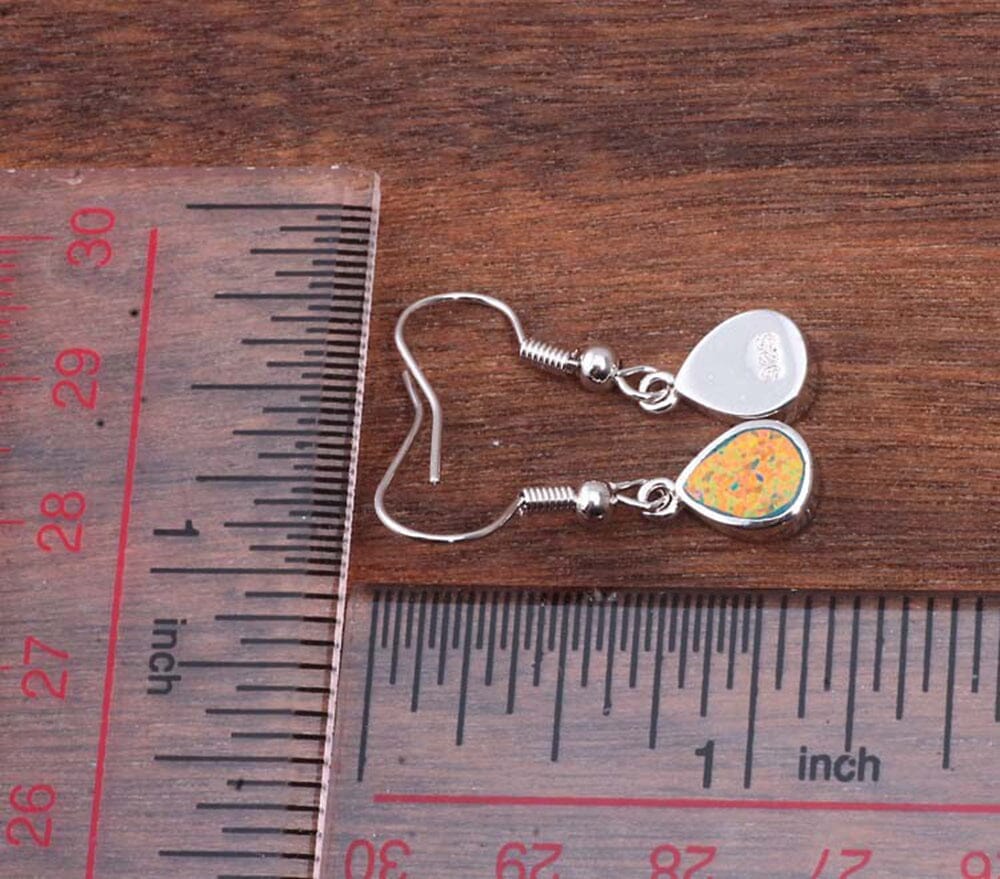 Orange Fire Opal Silver Wedding Party Earrings 1 1/4"Earrings