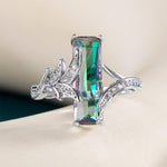 Pretty Classic Rectangle Shape Emerald Ring - 925 Sterling SilverRing