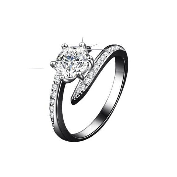Bent Nail Bridal Brilliant Diamond Ring - 925 Sterling SilverRing19
