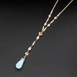 Gold Color Moonstone Pearl Pendant Beaded NecklaceNecklace