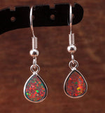 Orange Fire Opal Silver Wedding Party Earrings 1 1/4"Earrings