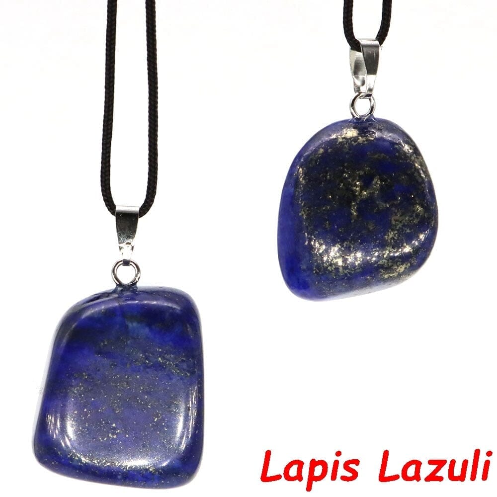 Aventurine and Other Stones Natural Crystal Irregular Tumbled Stone Reiki Rope NecklaceNecklaceLapis Lazuli