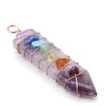 Handmade Wrap Pendulum 7 Chakra Sword PendantPendantAmethyst