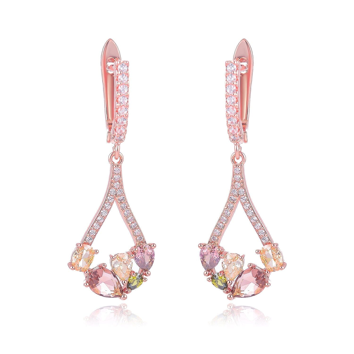 Compact And Exquisite Drop-Shaped Crystal EarringsEarringsROSE GOLD2