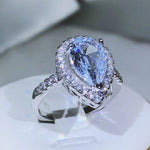 Elegant and Exquisite Drop-shaped Blue Topaz Ring - 925 Sterling SilverRing6