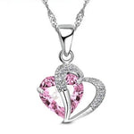 Elegant Ruby Love Pendant Necklace - 925 Sterling SilverNecklacePink