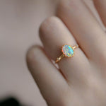 Elegant Vintage Opal Adjustable Ring - 925 Sterling SilverRing