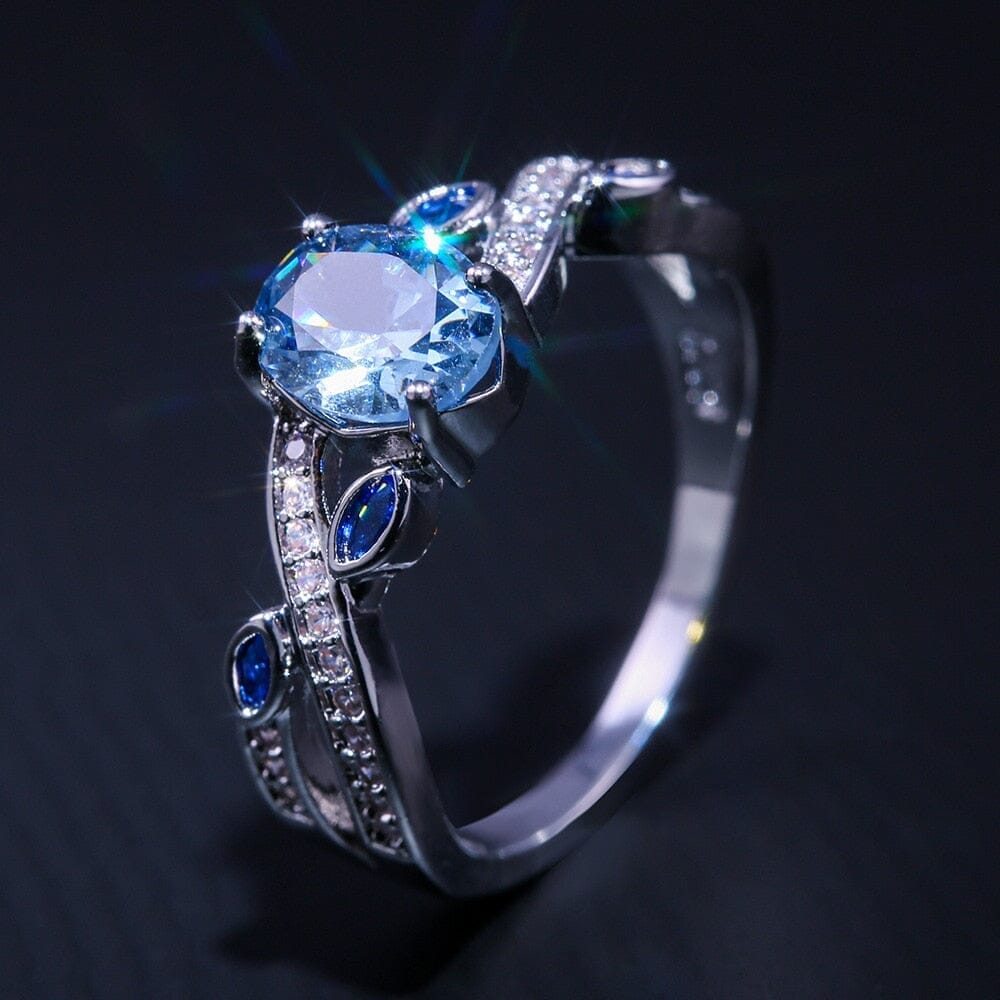 New Luxury Big Blue Sapphire Ring - 925 Sterling SilverRing6Blue