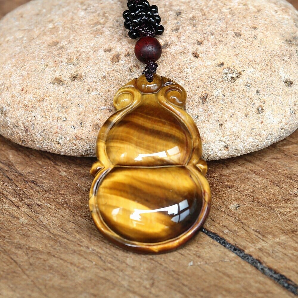 Tiger Eye Stone Carved Lucky Energy NecklaceNecklace