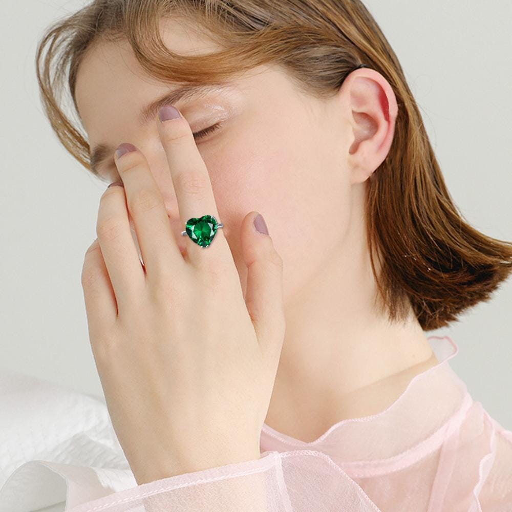 Love Heart Bulgaria Emerald Ring - 925 Sterling SilverRing