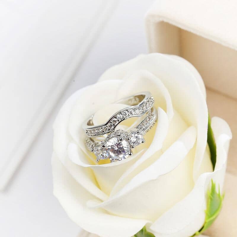 White Crystal Double RingRing