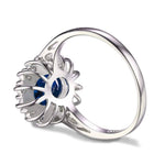 Blue Sapphire Flower Ring - 925 Sterling SilverRing