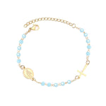 Crystal Beaded WWJD Cross Charm BraceletBraceletlight blue