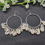 Fashion Puka Shell Circle Statement EarringsEarringsSilver Plated