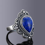 Natural Lapis Lazuli Vintage Ring - 925 Sterling SilverRing