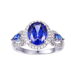 Sapphire Little Diamonds Ring - 925 Solid Sterling SilverRing6