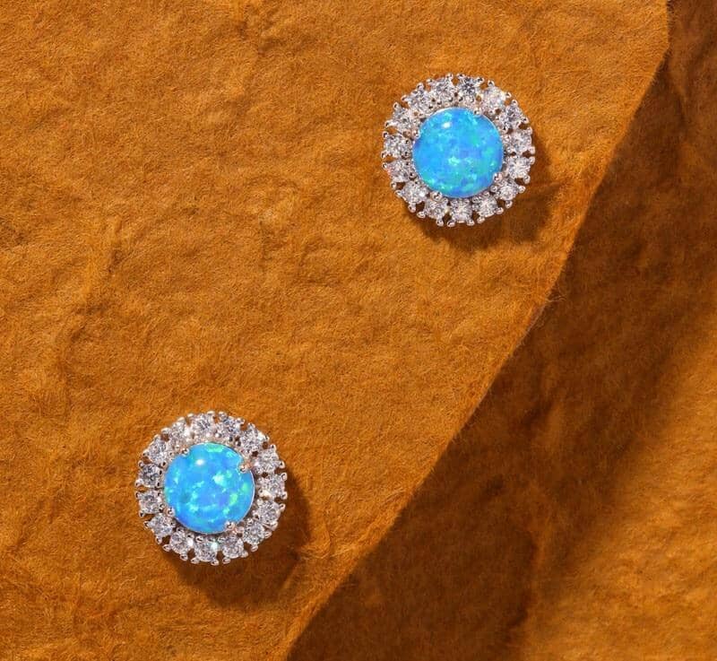 Blue Fire Opal Wondrous Stud EarringsEarrings