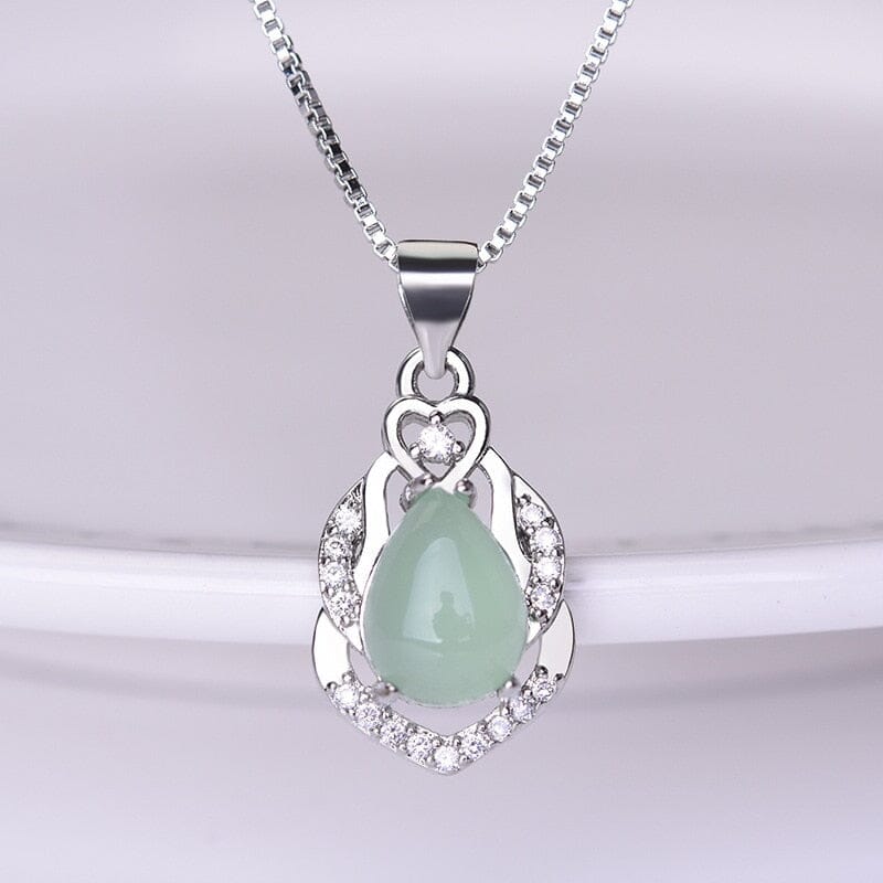 Jadeite Chalcedony Amulet Fashion Charm Pendant Necklace - 925 Sterling SilverNecklace