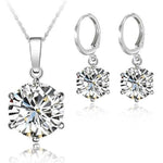 Crystal Earrings & Pendant Necklace - 925 Sterling SilverJewelry SetWhite