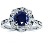 Classic Flower Shaped Sapphire Emerald Ring - 925 Sterling SilverRing6blue