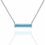 Rectangular Blue and White Fire Opal Silver NecklaceNecklaceOL71