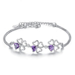 Simple Lucky Leaves Amethyst Bracelet - 925 Sterling SilverBracelet