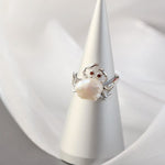 Cute Little Crab Natural Freshwater Pearl Resizable Ring - 925 Sterling SilverRing