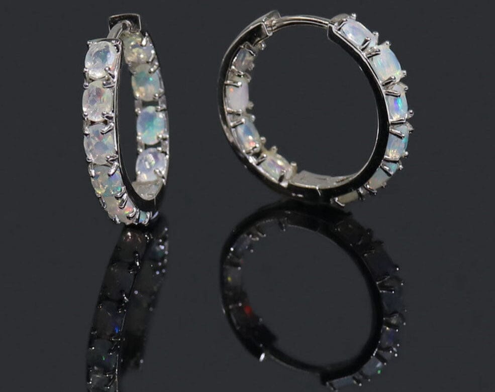 Numerous White Fire Opal Oval Earrings -Earrings