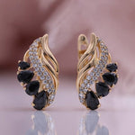 Unique Lovely Elegant Crystal Earrings - 585 Rose GoldEarringsBlack