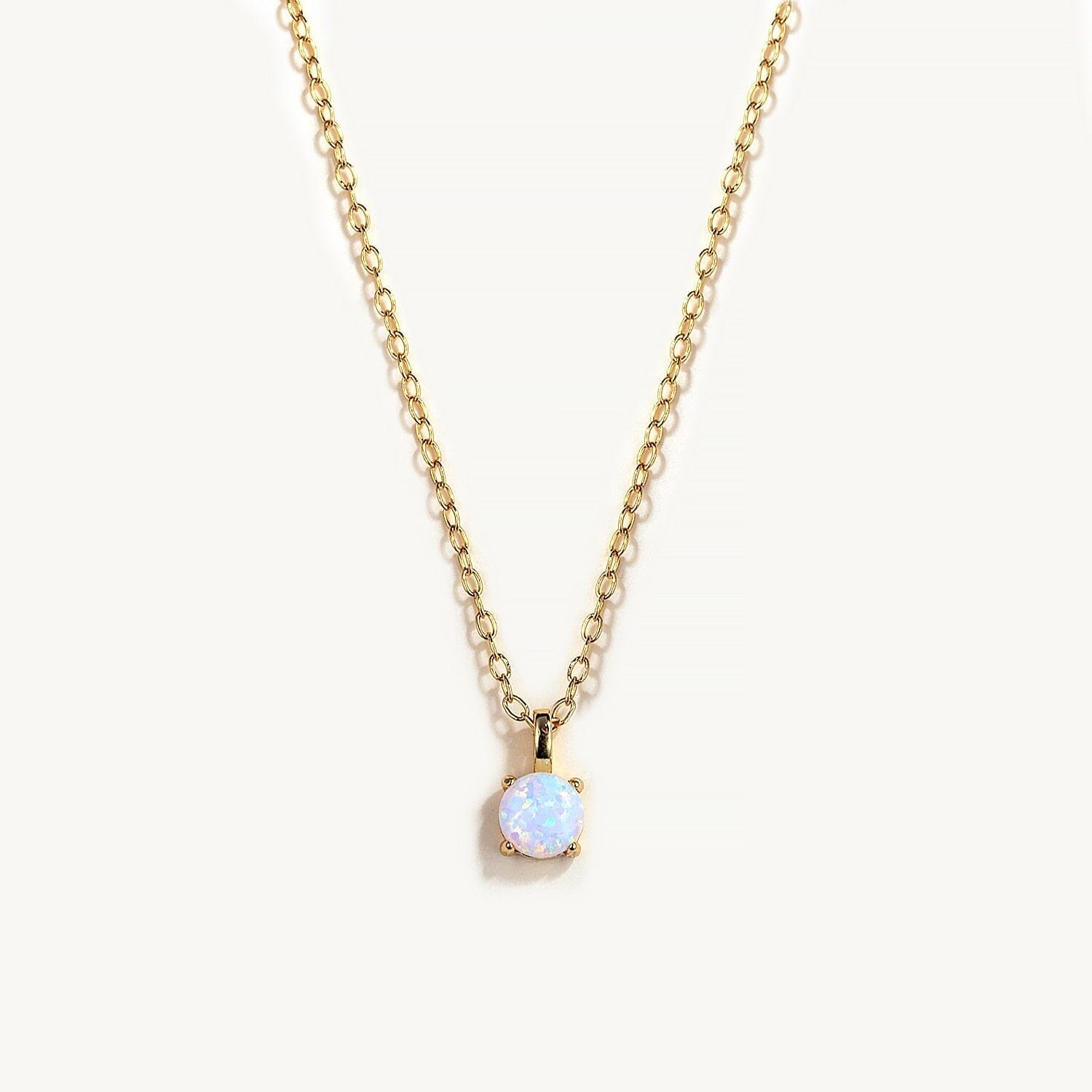 Simple Cute Opal Clavicle Chain Necklace - 925 Sterling SilverNecklacegold color