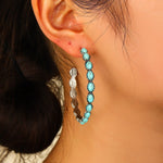 Bohemia Big Hollow Round Turquoise Stone EarringsEarrings