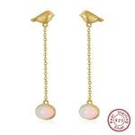 Little Birds Natural Opal Dangle Earrings - 925 Sterling SilverEarrings