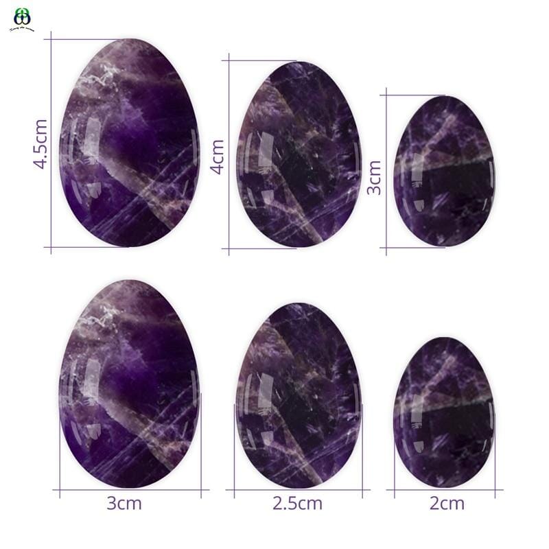 Natural Amethyst Drilled Yoni Eggs Set (3 pcs) - 5ozYoni Eggs